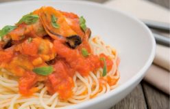 Maggie Beer’s vino cotto Spaghetti with mussels and tomato sauce